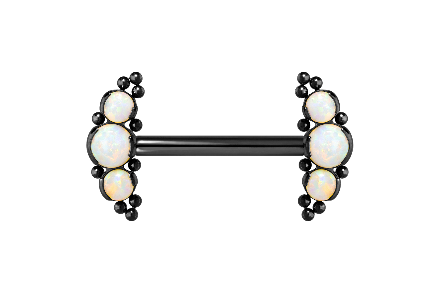 Titan Barbell Piercing mit Push Fit 3 SYNTHETISCHE OPALE + KUGELN